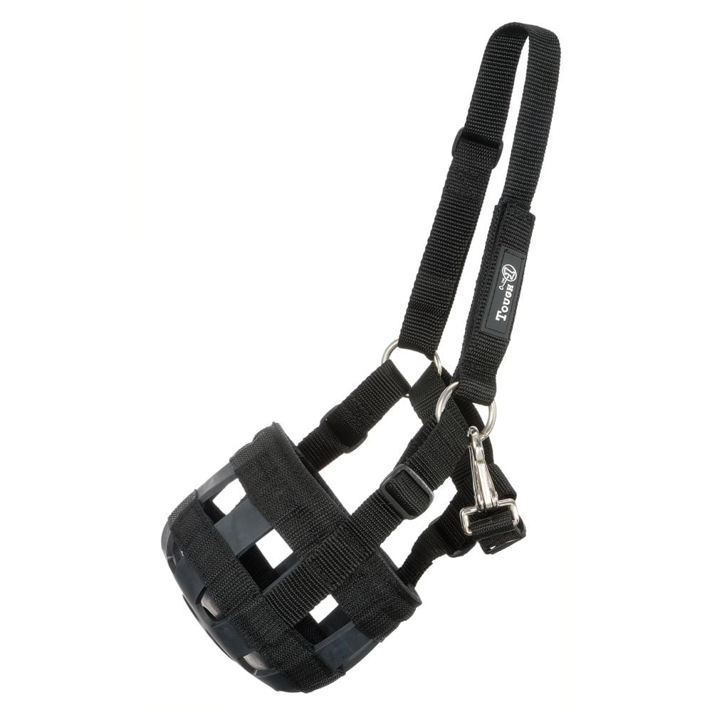 Tough 1 Poly/Nylon Grazing Muzzle with Halter Yearling, Black