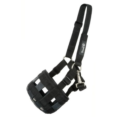 Tough 1 Poly/Nylon Grazing Muzzle with Halter Yearling, Black
