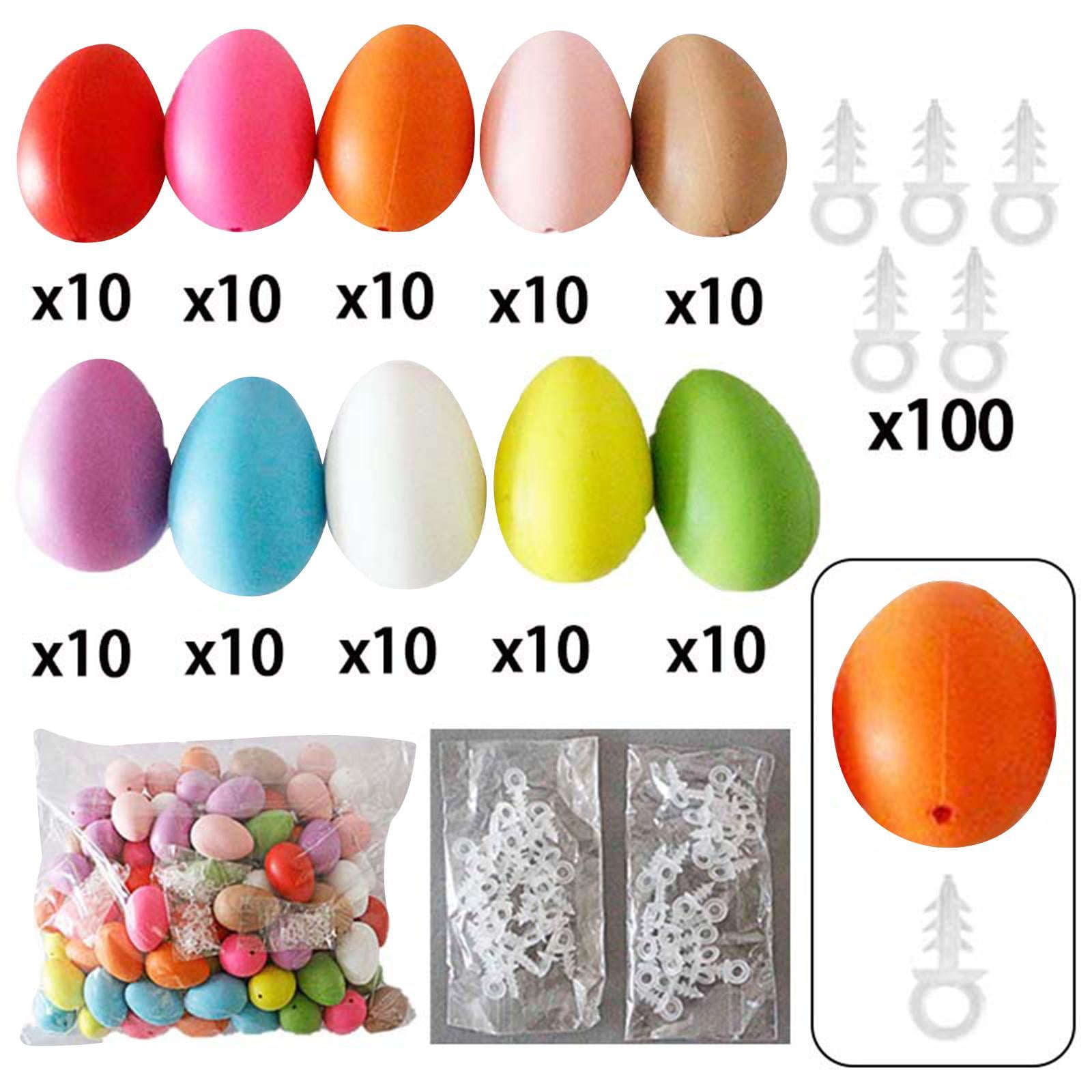 balikha 100Pcs Easter Eggs with Hanging Rings Photo Props Multicolored Eggs Sturdy Easter Tree Ornaments Party Decorations for Indoor