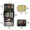 thumbnail image 2 of 3-Piece Travel Toiletry Bag Set, Hanging Wash Bag with Makeup Bag & Brush Case,Waterproof Cosmetic Organizer for Travel, Gym & Home Yellow Gingham with Daisies Pattern, 2 of 10