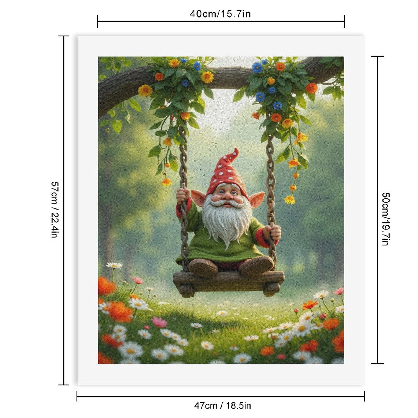 Paint By Numbers Kit for Adults Beginner - DIY Whimsical Gnome On Swing Canvas Painting Kits for Adults, Frameless Paint By Number for Adults for Home Wall Decor 16x20 Inch