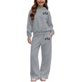 thumbnail image 4 of sususu Girls Letter Hoodie And Pants Set Casual For Everyday Wear, 4 of 6