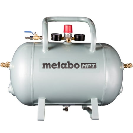 Metabo HPT Reserve Air Tank, High Capacity 10 Gallon Air Tank, Asme Certified, 5 Quick Connect Couplers, Industrial Pressure Gauges, Angled Steel Legs