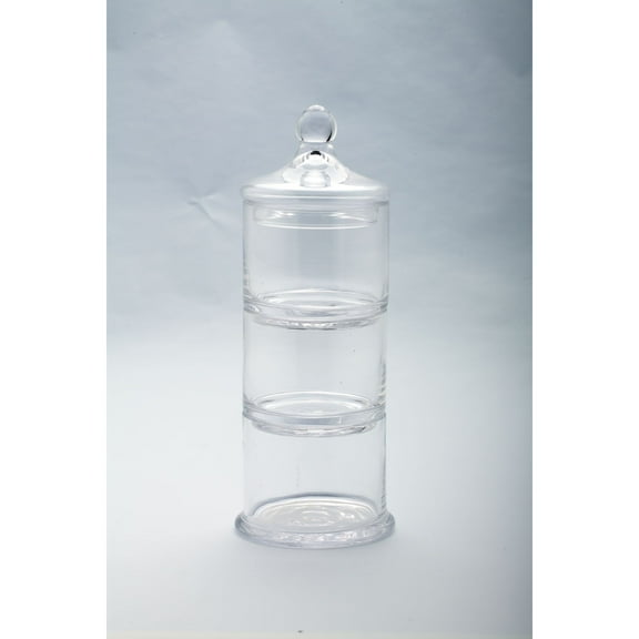 CC Home Furnishings Hand Blown Glass Jar Tower with Finial Lid - 12" - Clear