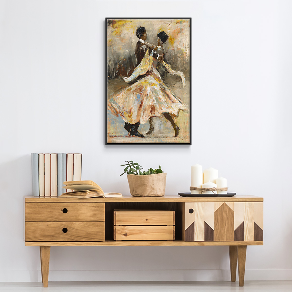 Night Out Framed Premium Gallery Wrapped Canvas - Ready to Hang - 27 x 41 - Black Floating Frame