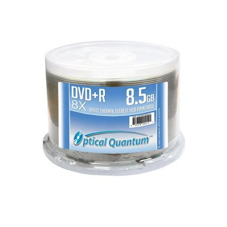 Optical Quantum OQDPRDL08WTP 8x 8.5GB DVD+R Dual Layer White Thermal Hub Printable Media 50 Pack