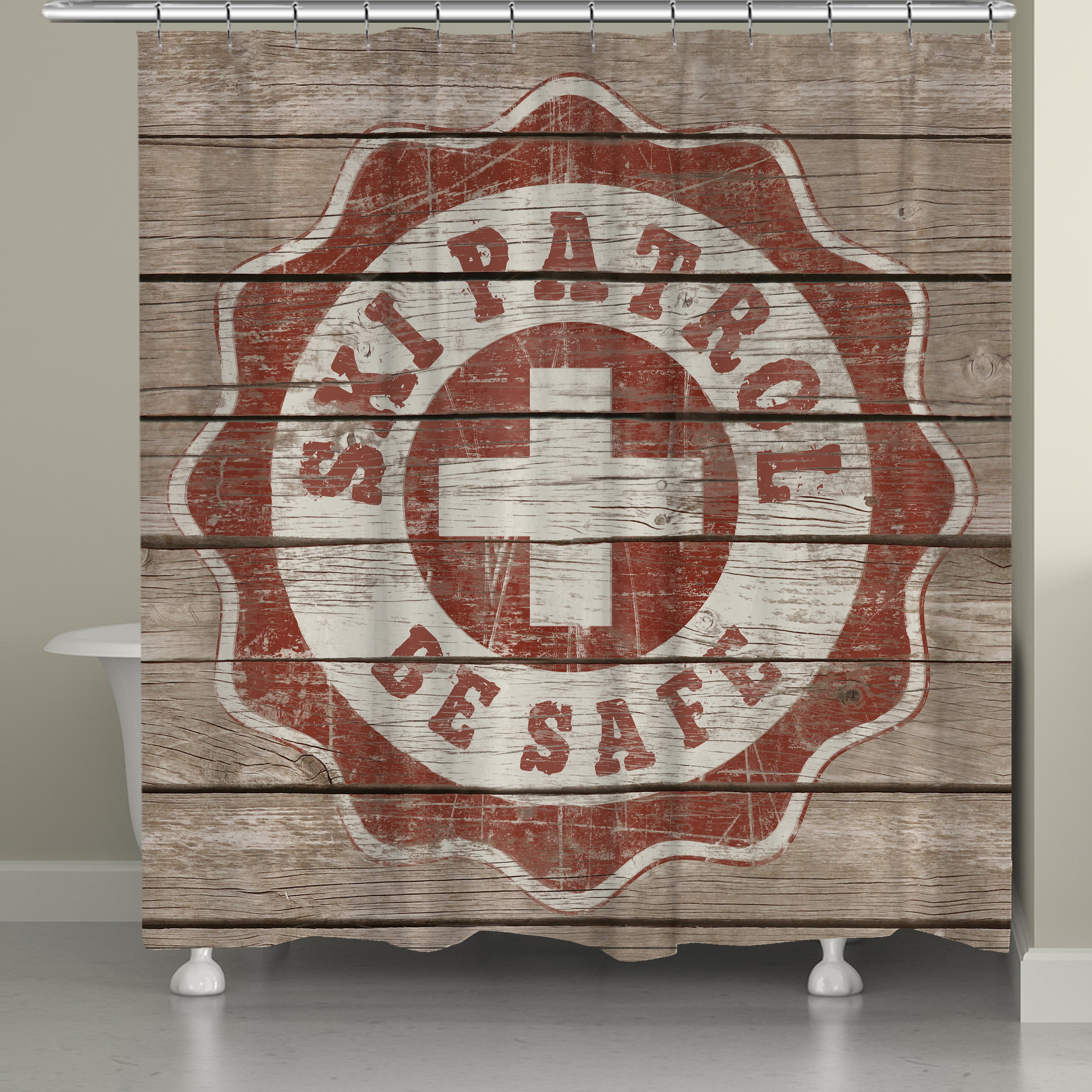 Laural Home Vintage Ski Patrol Shower Curtain 71 Inch X 74 Inch