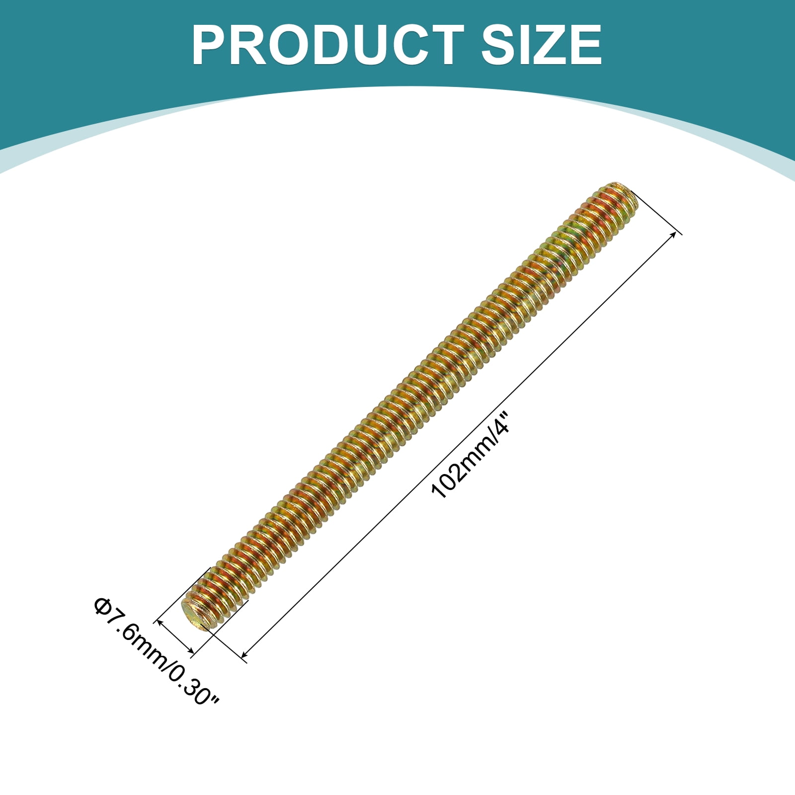 12Pack Fully Threaded Rod, 5/16"x4" Zinc-Plated Carbon Steel with Nuts Washers