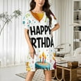thumbnail image 2 of Happy Birthday Balloons And Cake Women Nightgown Sleepwear Short Sleeves For Vacations Travels Nightgowns Women's Pajamas, 2 of 7