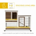 thumbnail image 3 of PawHut Wooden Rabbit Hutch Elevated Bunny Cage Indoor Small Animal Habitat with Enclosed Run with Wheels, Ramp, Removable Tray Ideal for Guinea Pigs, Brown, 3 of 9