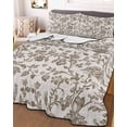 thumbnail image 2 of Farmhouse Brown Summer Quilt Set Twin XL Size,Soft Microfiber Quilted Bedding Set with 2 Pillow Shams,Vintage Flower Leaf Botanical Plant Lightweight All Season Bedspread Coverlet for Bedroom 68"x98", 2 of 6