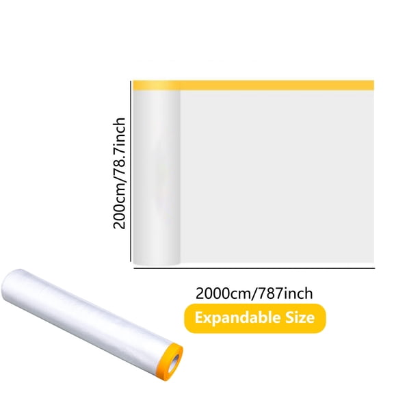 Amacok 6.5 X 65 Feet Plastic Masking Tape Dust Proof Pre-Taped Masking Film, Waterproof Painters Plastic Tarp Clear Cover, Prevent Dust Paint for Car, Furniture, Carpet, Floor