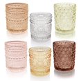 thumbnail image 1 of Portavelas votivos SHMILMH Glass, 12 unidades, 6 colores y 3 patrones, 1 of 7