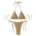 thumbnail image 4 of ZQUUVOU Women's Bikini Set V-Neck Solid Color Push-Up Pad Swimsuit Set (Coffee,S), 4 of 6