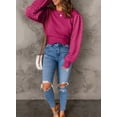 thumbnail image 6 of Asyoly Women's Crew Neck Sweater Long Bubble Sleeve Casual Knit Pullover Cute Jumper Winter Tops Knitwear, 6 of 7