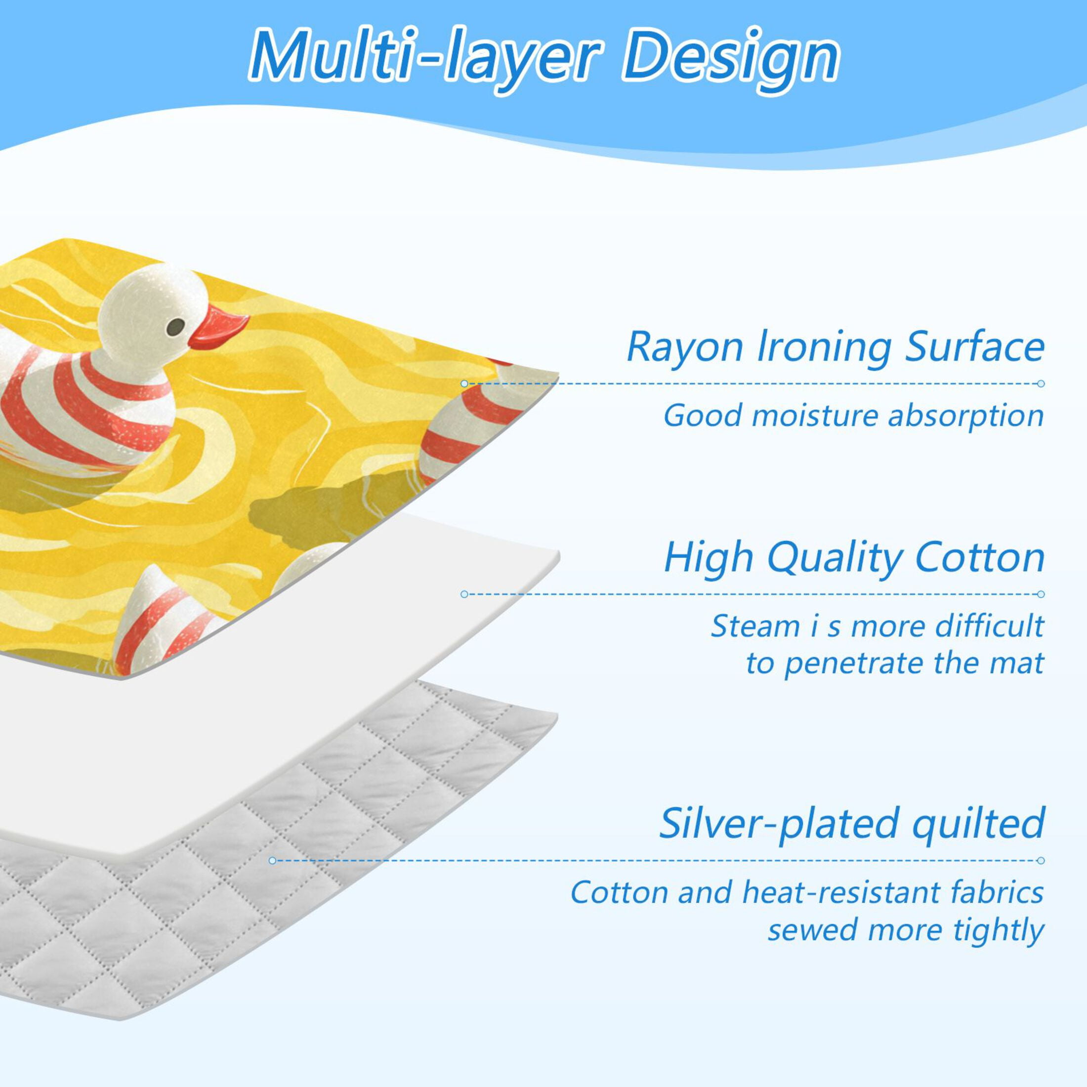 Red Stripes Duckies Swimming Ironing Mat Blanket Portable Travel Ironing Pad Heat Resistant Pad 47.2" x 27.6”
