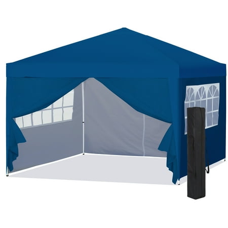 Tailgate Gazebo - Best Choice Products 10x10ft Lightweight Portable Instant Pop Up Canopy Shade Shelter Gazebo Tent for Backyard, Camping, Beach, Tailgate w/ Carry Bag, Side Walls - Blue