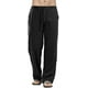 thumbnail image 1 of Pantalones casuales de lino para hombre, color sólido, rectos, ligeros, sueltos, elásticos, con cordón, para verano, playa, yoga negro (052-Black) 3XL negro (052-Black) 3XL Xishao ropa, 1 of 1