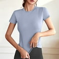 thumbnail image 2 of Short Sleeve Tops for Women Solid Color Round Neck Sleeveless Casual Tee Tank, 2 of 6