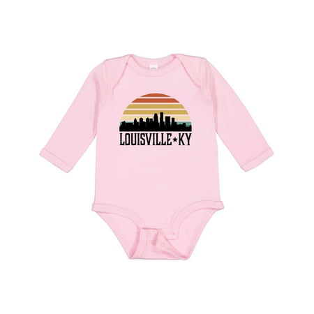 

Inktastic Louisville Kentucky Skyline Retro Sunset Gift Baby Boy or Baby Girl Long Sleeve Bodysuit