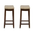 thumbnail image 3 of Linon Claridge Ensemble de 2 Tabourets de Bar en Bois Sièges en Similicuir Beige Finition Brune, 3 of 9