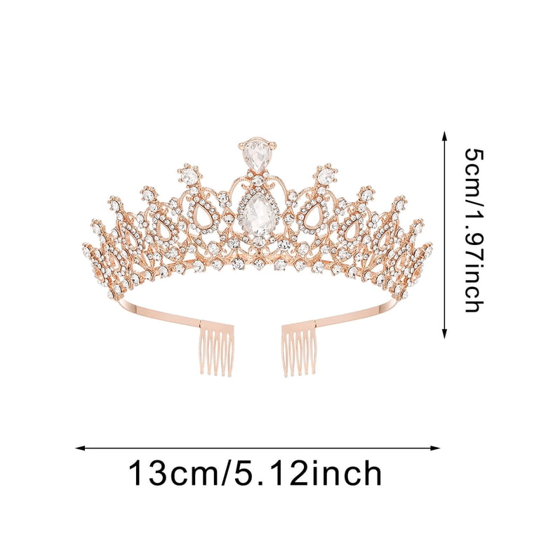 Siminsem Women Girls Princess Elegant Crown with Combs Under  display picture 2