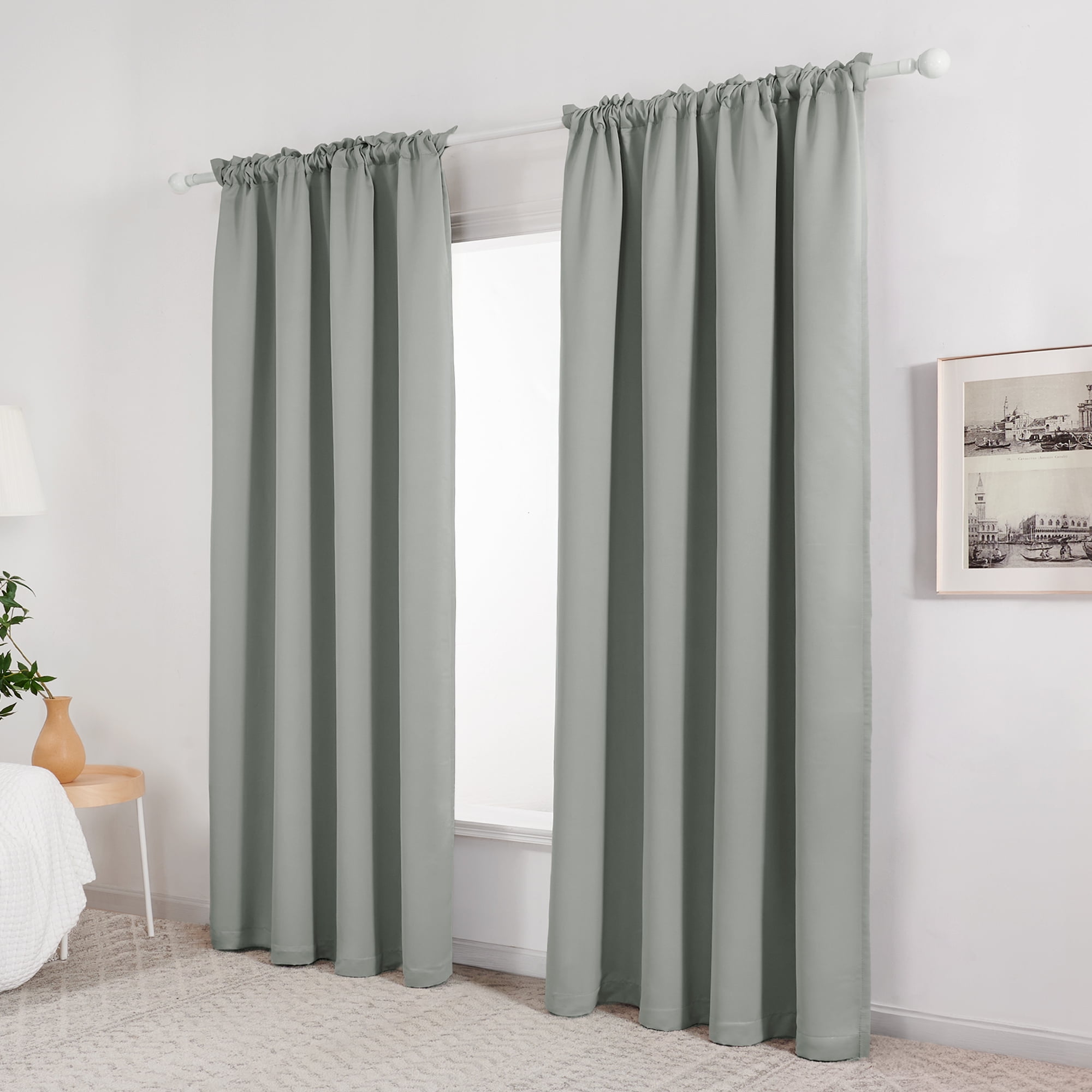 ZOPZO Thermal Insulated 100% Blackout Window Curtains, Light Gray, 52W x 84L Inch, Noise Reducing for Bedroom and Living Room, 2 Panels