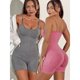 thumbnail image 2 of Monos deportivos ajustados para mujer, pantalones cortos con mangas de Yoga, traje ajustado sin costuras, monos deportivos para gimnasio, conjunto de entrenamiento corto de una pieza, 2 of 5