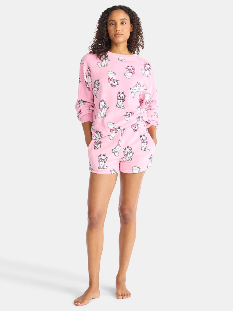 Aristocats Women's Marie Print Plush Fleece Shorts, Sizes XXS-XXL