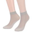 thumbnail image 3 of Gustave 10 Pairs Ankle High Mesh Sheer Socks for Women Anti-Slip Cotton Sole Silk Nylon Socks Soft Elastic Thin Transparent Socks for Summer "Gray", 3 of 11