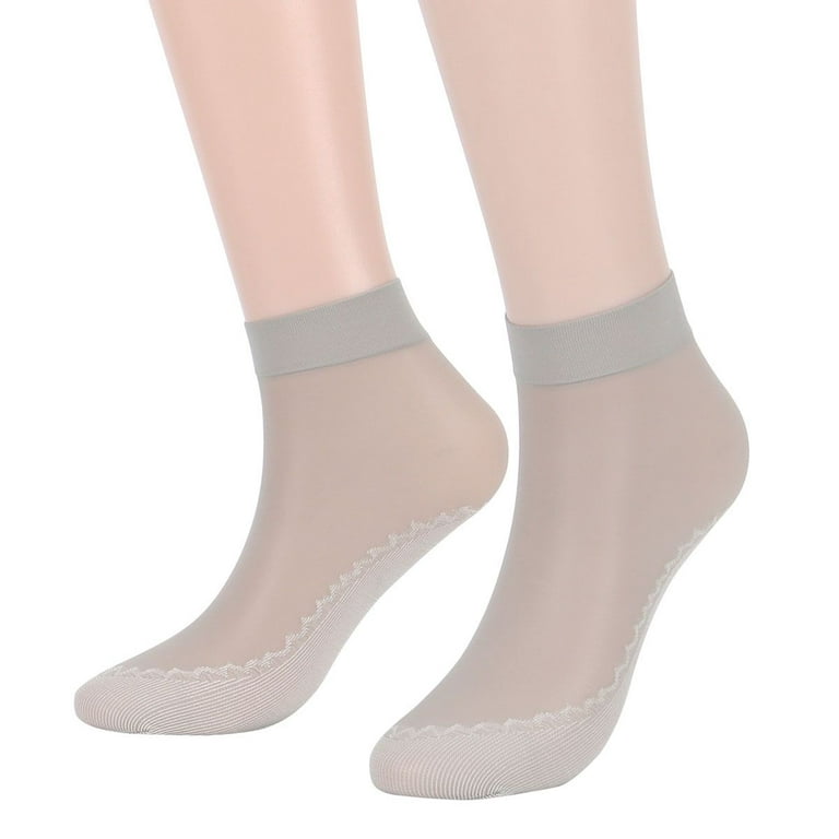 Gustave 10 Pairs Ankle High Mesh Sheer Socks for Women Anti-Slip Cotton  Sole Silk Nylon Socks Soft Elastic Thin Transparent Socks for Summer Gray  