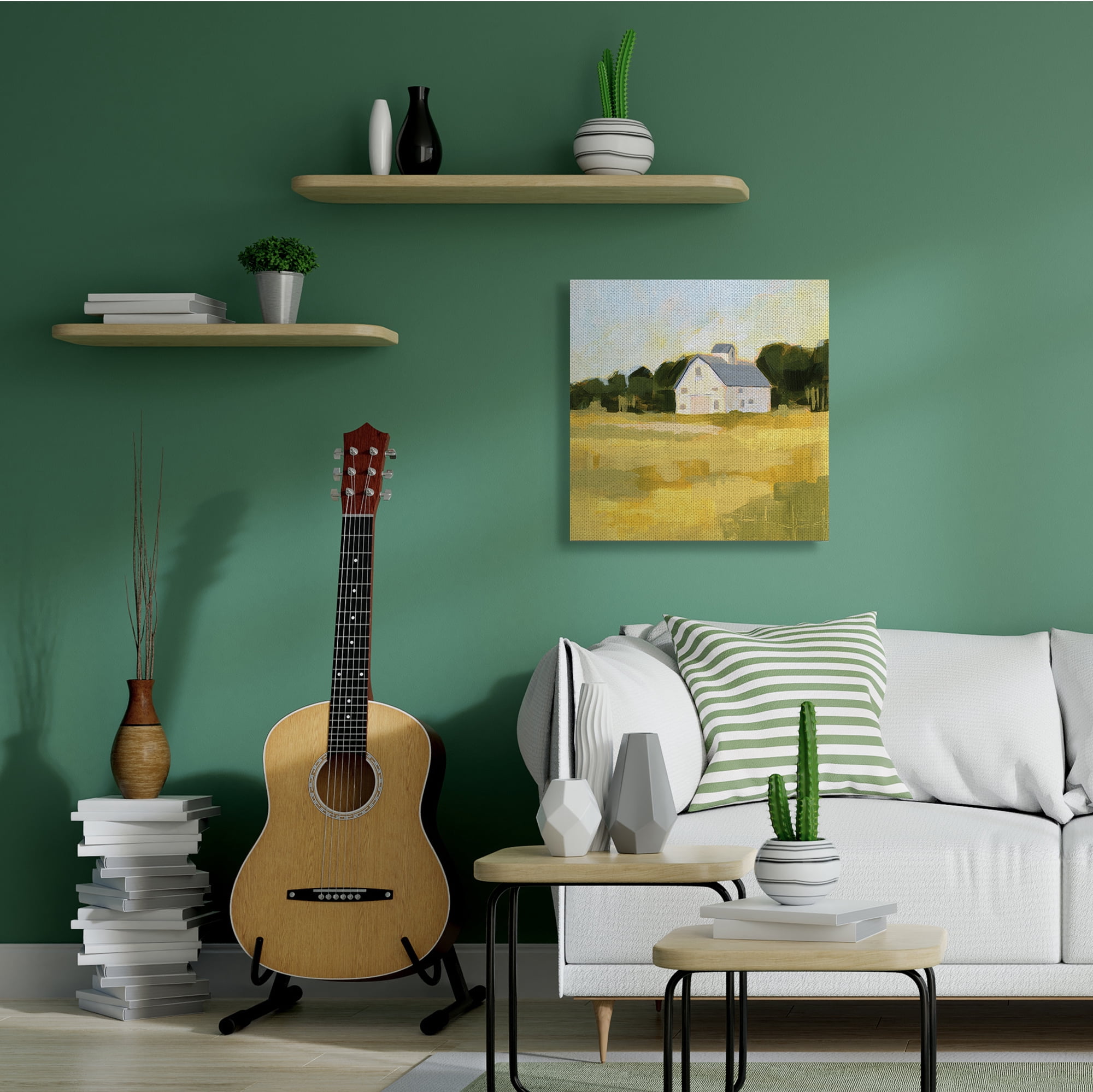 Stupell Industries Golden Sky Country Farmhouse Landscape Open Field,36 x 36,Designed by Victoria Borges