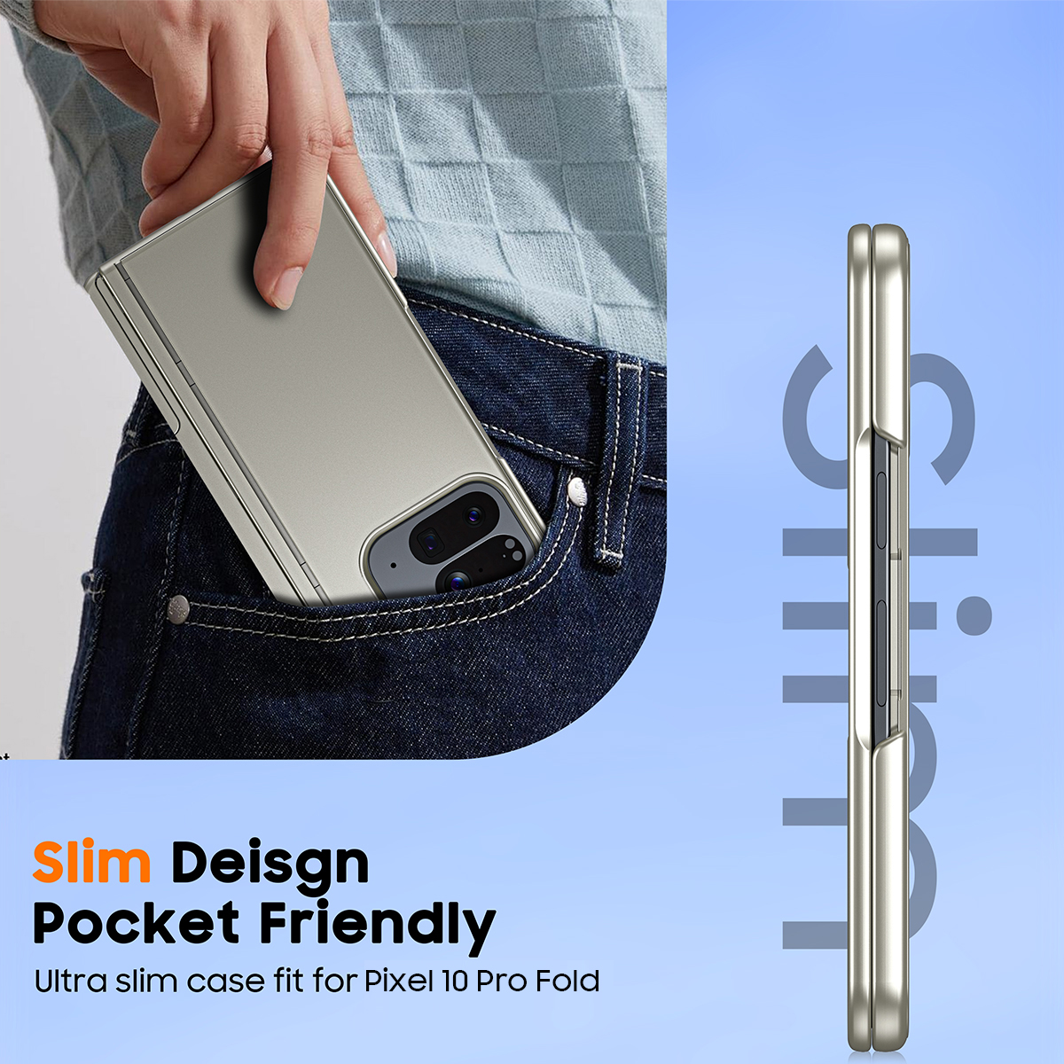 Vizvera Magnetic for Google Pixel 10 Pro Fold Case with Stand, Fit for Magsafe, Hinge Protection, Screen Protector, Built-in Hidden Kickstand, Slim Shockproof Phone Case-Titanium