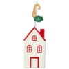 Red and White Ceramic House Christmas Ornament, Jo