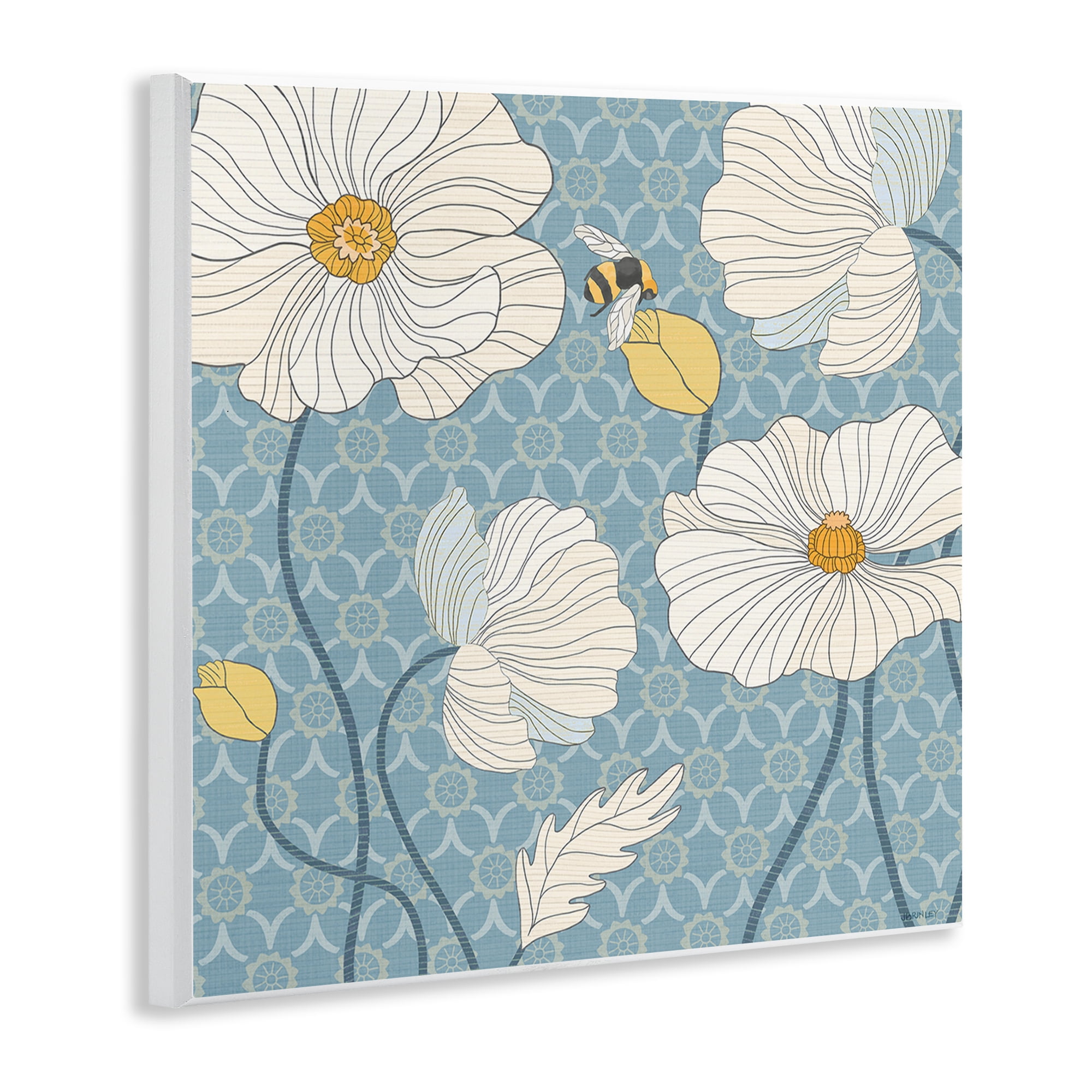 Stupell Industries Wild Poppies & Bee Botanical & Floral Painting Unframed Art Print Wall Art, 12 x 12