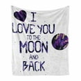 thumbnail image 1 of I Love You Soft Flannel Fleece Throw Blanket, Universe and Planetary Moon Heart Love Concept Milky Way Illustration, Cozy Plush for Indoor and Outdoor Use, 60" x 80", Dark Purple, by Ambesonne, 1 of 6