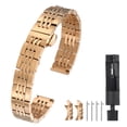 thumbnail image 3 of Uxcell Stainless Steel Watch Bands 12mm Double Pressing Butterfly Clasp Metal Solid Steel Chain Watch Strap, Rose Gold, 3 of 8