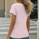 thumbnail image 4 of Tops de Mujer, Manga Corta Sólida Cuello Redondo Botón Arriba Blusa Casual de Negocios, 4 of 9