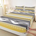 thumbnail image 3 of Feelyou Abstract Grey Yellow Twin Sheet Sets for Men, Modern Art Striped Twin Fitted Sheet, Contemporary Aesthetic Flat Sheet, Lightweight Room Decor, 3 Pieces, 3 of 7