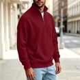 thumbnail image 4 of Chiccall Mens Plus Size Sweatshirts Textured Mock Neck Long Sleeve Pullover with Pocket Casual Loose Quarter Zip Athletic Sweatshirts for Men, 4 of 6