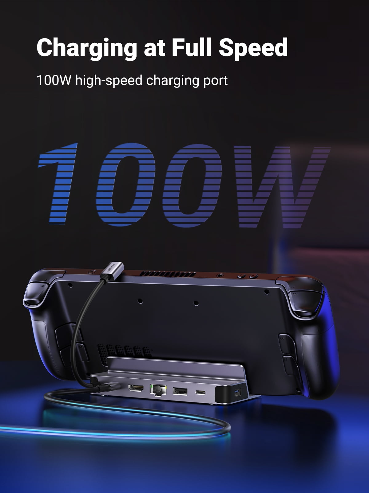 UGREEN 6-in-1 Docking Station for Steam Deck/ROG Ally, with HDMI/USB 3.0Ethernet/Charging Port