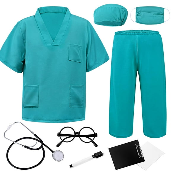 Doctor Costume ZZIHAN, bata médica verde para niños de 9 a 10 años