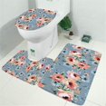 thumbnail image 2 of Pioneer Flower Floral Print Pattern Bathroom Rugs Sets 3 Piece,Toilet Cover Set,Absorbent Non Slip Bathroom Mats Sets with U-Shaped Contour Rug Toilet Rug Set, 2 of 5