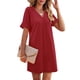 thumbnail image 4 of Vestido OFEEFAN Maroon Summer para mujer con volantes y cuello en V, 4 of 5