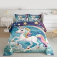thumbnail image 2 of Manfei Magic Unicorn Bedding Comforter Set,Fairy Tale Theme Twin Comforter Sets,Cute Cartoon Animal Bedding Set For Teens,Microfiber Bedroom Decor Reversible,2pcs, 2 of 8