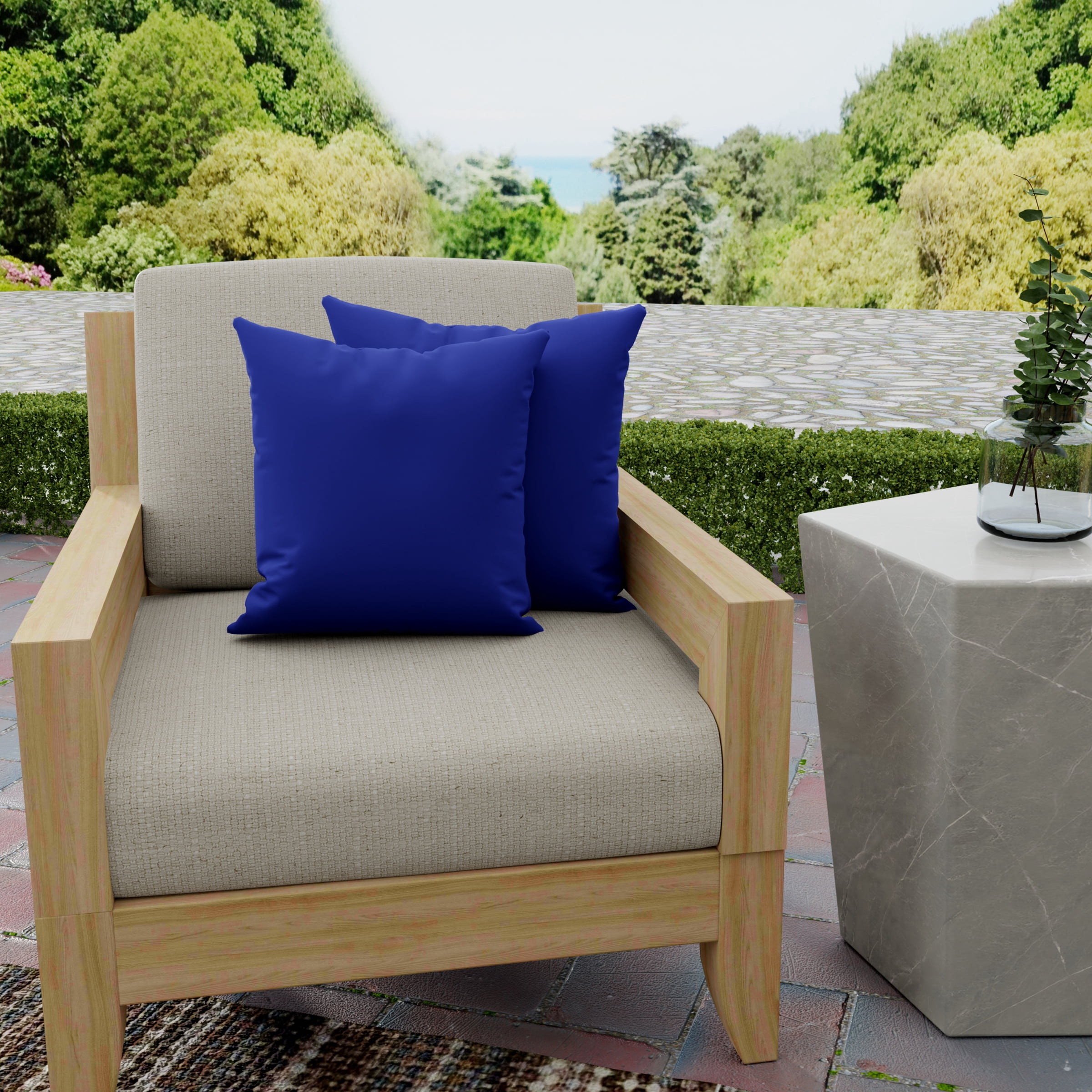 Jordan Manufacturing 16" x 16" Veranda Cobalt Blue Solid Square Outdoor Throw Pillow