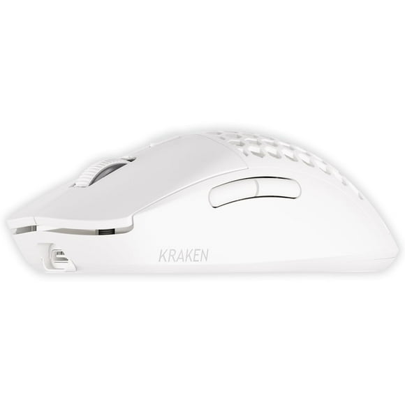 Kraken AERO - Souris de Jeu Sans Fil Ultra-Légère, Sans Décalage, Double Mode (2.4Ghz + Filaire) Symétrique, 26,000 DPI, PAW3395 Compatible avec PC/MAC (Blanc)
