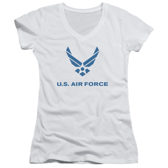 Air Force Distressed Logo Junior Women's T-Shirt V-Neck White
