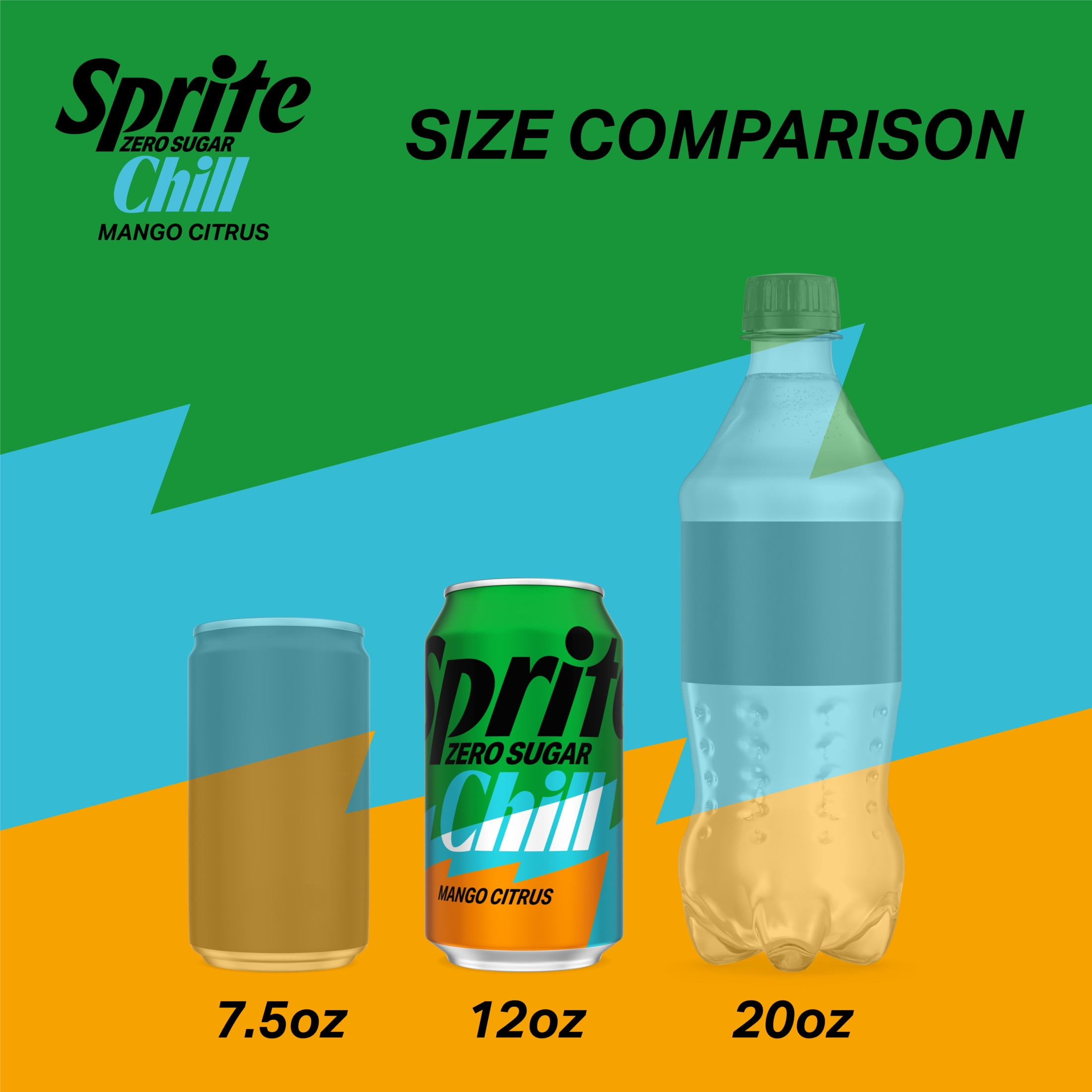 Sprite Zero Sugar Chill Mango Citrus Soda Pop Cans, 12 fl oz, 12 Pack