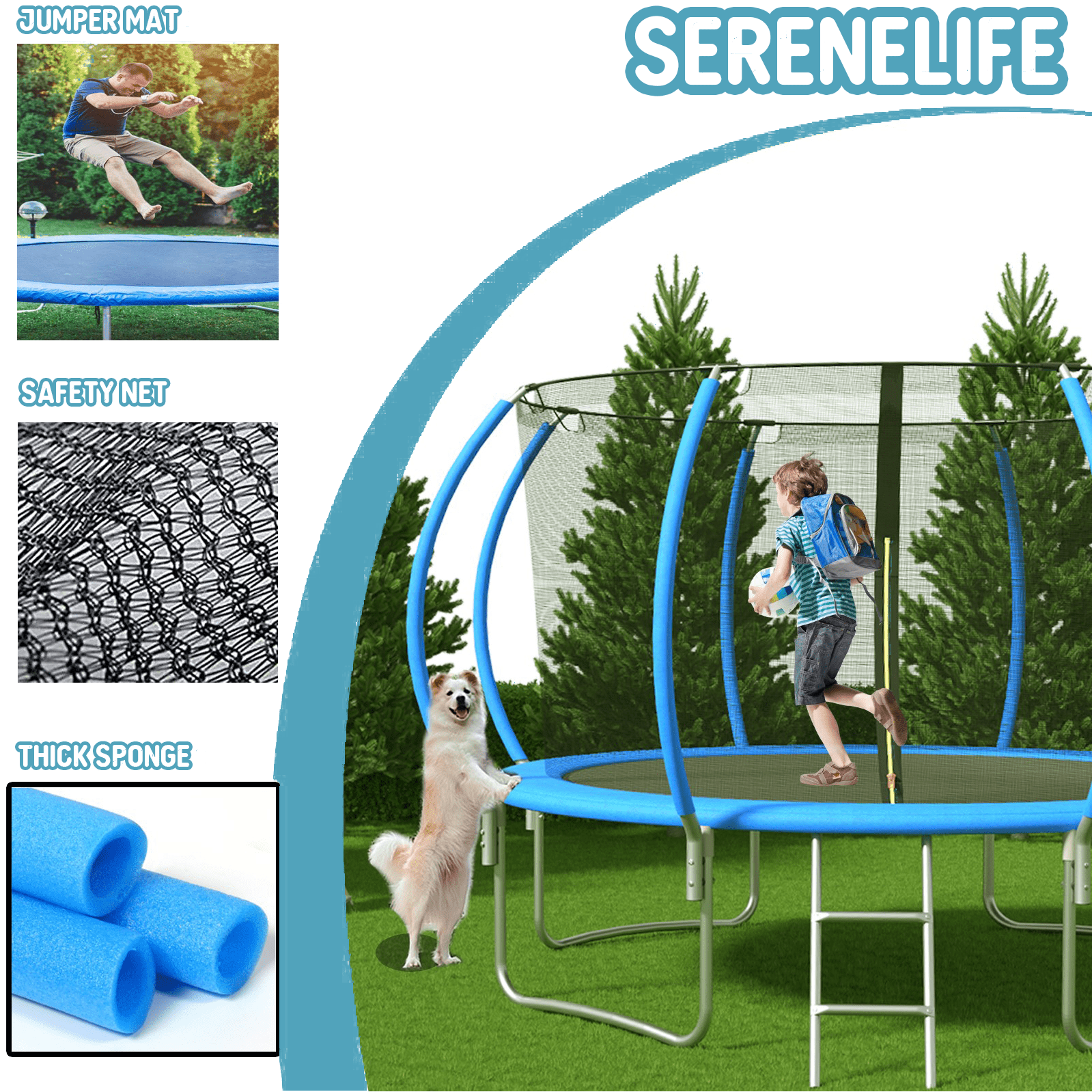 Shengchao Trade 12FT Round Backyard Trampoline with Safety Enclosure Net and T-Hook